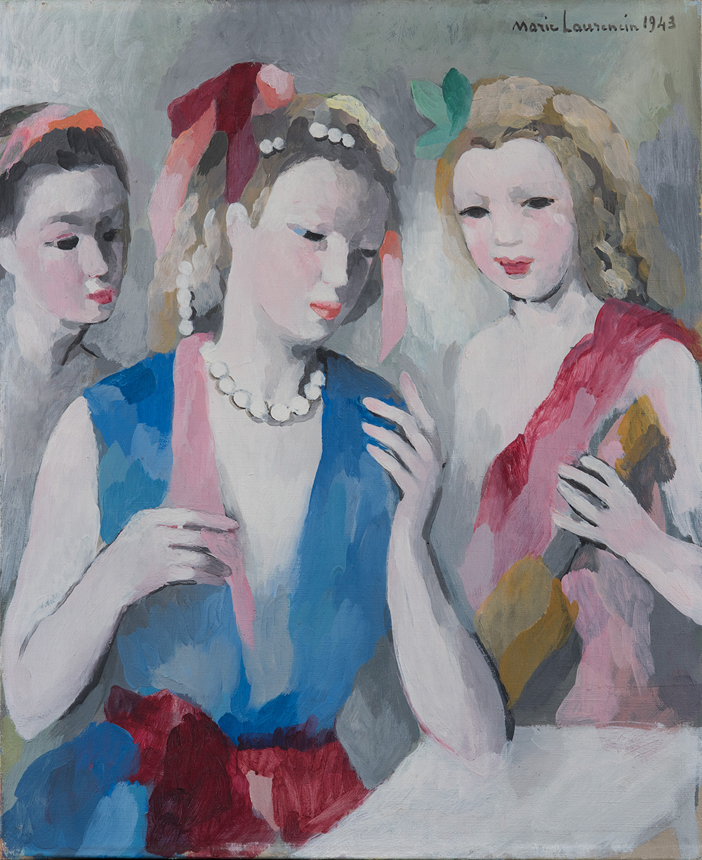 瑪麗．羅蘭珊(Marie Laurencin)　《三個年輕女子》<br>1943年  油彩・畫布<br>61.0×49.8cm 
