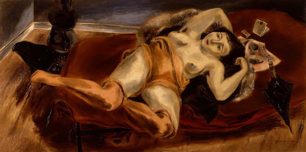 国吉康雄《横たわる裸婦》1929年　北海道立近代美術館蔵